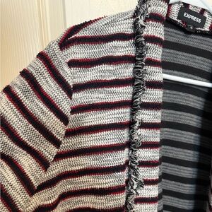 Express Striped Black Open Front Cardigan Jacket